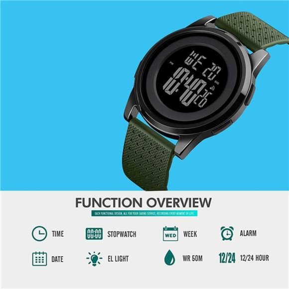 Mens Watch Ultra-Thin Digital Sports Watch Waterproof Stainless Steel Fashion - Picture 5 of 6
